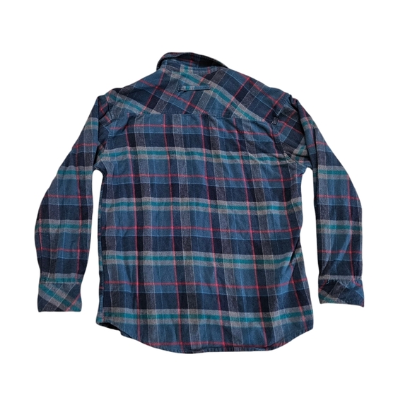 Gioberti Men Medium Brushed Flannel Plaid Checkered Blue Button Down Shirt - Picture 2 of 6